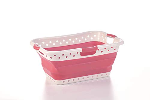 Pop & Load Collapse & Store Pop & Load Collapsible Ultra-Slim Utility 25" High Hipholder with 3 Handles/Folds to 3" Tall in Coral laundry-baskets, Large - color: Coral, size: Large HipHolder - 3 Handles