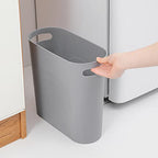 rejomiik Small Trash Can, 3.5 Gallon Slim Garbage Can Plastic Waste Basket with Handles Container Bin for Narrow Spaces Bathroom, Bedroom, Kitchen, Office at Home, Grey - color: Grey, size: 1 pack
