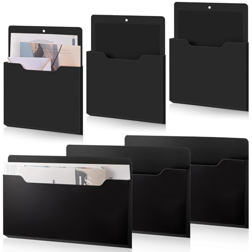 Fuutreo 6 Pcs Magnetic Wall File Organizer Magnetic Wall File Holder Refrigerator Magazine Holder for Mail Letters Paper(Black,Horizontal & Vertical) - color: Black, size: Horizontal & Vertical