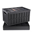 VEVOR 65L Collapsible Storage Bins with Lids 3 Packs, Stackable Utility Crates with Handles, Large Folding Containers for Organizing Tools, Books, Food, Drinks, Camping&Transport - size: 65L-Black