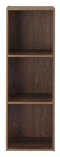 Whitmor 3 Cube Bookcase Storage Organizer, 3 Tier Stackable MDF Bookshelf, Open Storage Display Bookshelf, Storage Cabinet for Living Room, Bedroom, Home, Office, 12.2" L x 11.7" W x 35.6" H, Walnut - color: Walnut, size: 3 Cube, 12.7"L x 11.7"W x 35.5"H