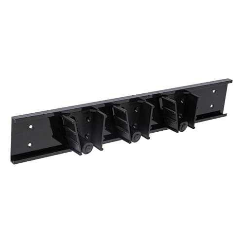 Restaurantware 17.7 Inch Snap-In Design Mop Holder, Black Plastic, 3 Customizable Slots, Screws Included