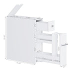 Spirich Slim Bathroom Storage Cabinet, Free Standing Toilet Paper Holder, Bathroom Cabinet Slide Out Drawer Storage, White