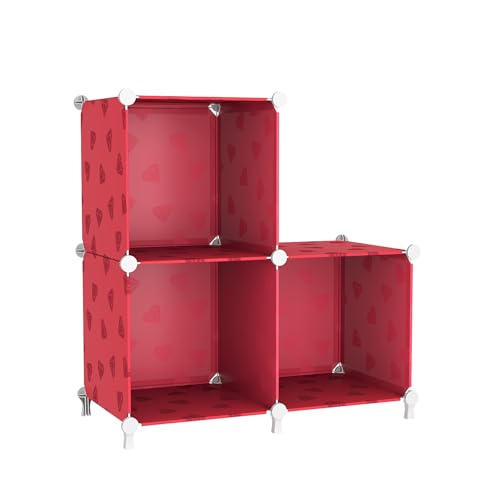 UNKU Cube Storage Organizer, 3 Cube Closet Organizer Storage Shelves, DIY Stackable Bookcase, Clothes Organizer Shelf for Closet, Bedroom, Living Room, Cabinet, Home, Office, Red - color: Green, size: 3cube