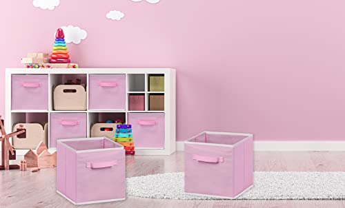 Simple Houseware Foldable Cube Storage Bins, 11-Inch Pink, 6-Pack Fabric Cubes Organizer for Closet or Shelves - color: Pink
