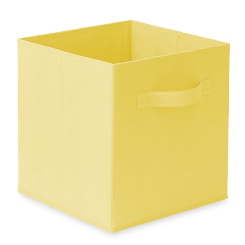 Casafield Set of 6 Collapsible Fabric Cube Storage Bins, Multicolor - 11" Foldable Cloth Baskets for Shelves, Cubby Organizers & More - color: Baby Blue, Lavender, Lime Green, Pink, Orange, Yellow, size: 10.5" x 10.5" x 11"