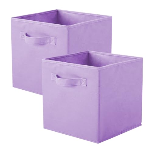 PowerKing Collapsible Storage Cubes with Handles, Fabric Foldable Bins for Closet Shelves, Durable Organization Storage Bins, 10.5'' x 11'' x 10.5'', 2 Pack, Purple - color: Purple, size: 2Pack