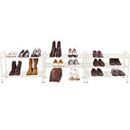 Simple Houseware 3-Tier Stackable Mesh Shoe Rack, White - color: White, style: Mesh Panel