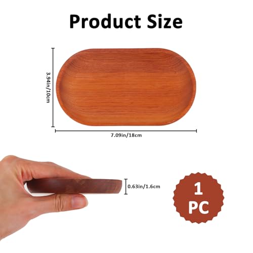 Oval Ring Dish Wood Jewelry Tray Trinket Key Decorative Holder Organizer for Necklace Bracelet Display Wedding Party Decor Serving Dishes 7.09 Inch - color: Oval