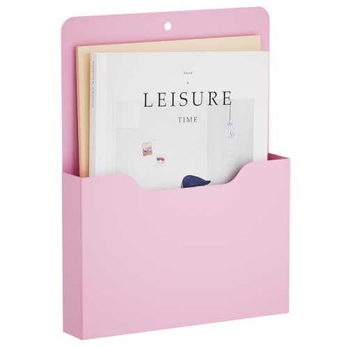 Magnetic File Holder - Magnetic Paper Holder, Pocket Organizer Office Supplies Storage Mail Organizer for Notebooks,Planners,Letter (Pink) - color: Pink Holder-L