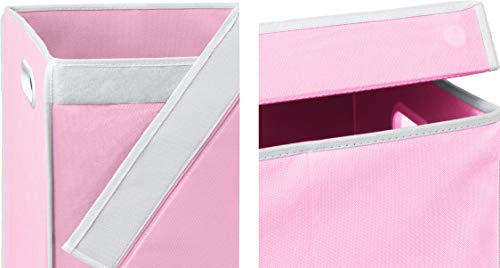 Simple Houseware Double Laundry Hamper with Lid and Removable Bags, Pink - color: Pink