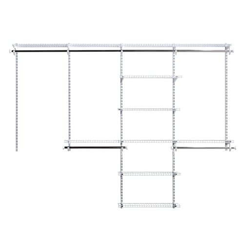 Rubbermaid Configurations Custom Closet Kit 4-8 Ft. Adjustable Metal Wire Shelving Titanium Finish Expandable Organization System Hardware Included for Home Closet/Pantry/Laundry/Mudroom - color: Titanium, size: 4-8 Feet