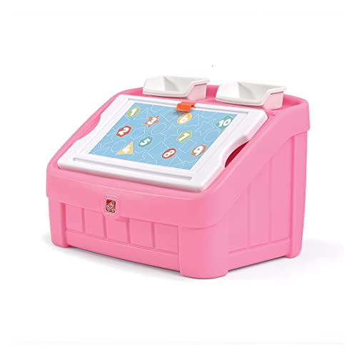 Step2 2-in-1 Toy Box & Art Lid, Kids Toy Storage Bin & Organizer, Easel & Chest in One, Made of Durable Plastic, For Toddlers 2+ Years Old, Pink - color: Pink