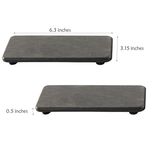 NiuYichee 2 Pcs Water Absorbing Stone Trays, Kitchen/Bathroom Sink Soap Dish, Diatomite Tray Used for Hand Soap & Cosmetic Bottles in The Modern Home, 3.15" W x 6.3" L, Dark Gray - color: Dark Gray, size: 6.3" x 3.15"