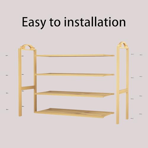 4-Tier Shoe Rack Bamboo Shoe Organizer Free Standing Shoe Storage for Entryway, Closet, Hallway, Bathroom and Living Room, Natural - size: 4 TIER