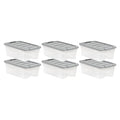 Amazon Basics Plastic Storage Containers with Secure Latching Lids, Stackable Organization Bins for Organizing, Clear/Grey, 12 Quart, Set of 6 - size: 12 Qt. - 6 Pack