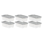 Amazon Basics Plastic Storage Containers with Secure Latching Lids, Stackable Organization Bins for Organizing, Clear/Grey, 12 Quart, Set of 6 - size: 12 Qt. - 6 Pack