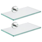 JQK Bathroom Glass Shelf Chrome, Tempered Glass Shower Storage 8 by 5 inches, 304 Stainless Steel Polished Chrome Wall Mount 2 Pack, TGS101L8-CH-P2 - color: Chrome, size: 8 Inch (2 Pack)