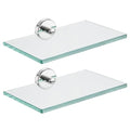 JQK Bathroom Glass Shelf Chrome, Tempered Glass Shower Storage 8 by 5 inches, 304 Stainless Steel Polished Chrome Wall Mount 2 Pack, TGS101L8-CH-P2 - color: Chrome, size: 8 Inch (2 Pack)