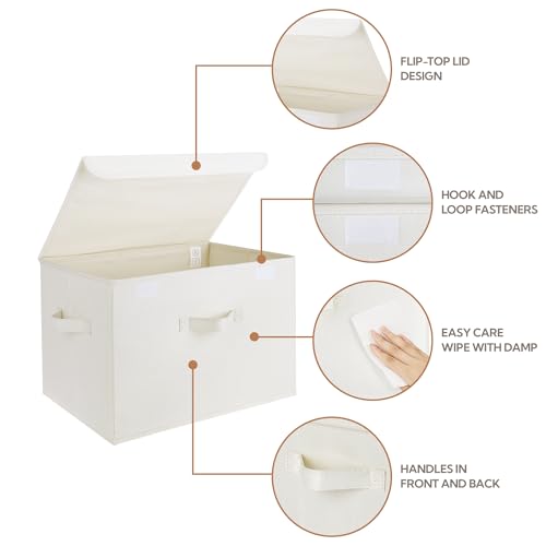 GRANNY SAYS Storage Boxes with Lids, Large Storage Bins with Lids, Decorative Box, Shelves Baskets, Clothes Storage and Organization, 2-Pack - color: Ivory White, size: Extra Large-2 Pack
