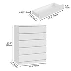 Furniouse Modern 5 Large Storage Drawers Dresser for Clothes Organizer, White Modern Chest of Drawers for Closet, 27.6" Long Drawer Organizer Cabinet for Bedroom, Living Room, Entryway, Hallway - size: 15"D x 27.6"W x 41.4"H (5 Drawers)