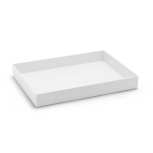 Poppin Large Accessory Tray, White, Rectangular - color: White, size: 13.8" x 9.8" x 1.8"