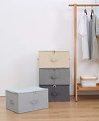 iwill CREATE PRO Collapsible Rigid Storage Bins with Lid, Shelves Clothes Storage Cubes, Tide Up Your Wardrobe, Beige, Set of 2 - color: Beige