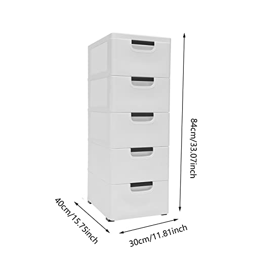 5 Drawers Stackable Storage Drawers Plastic Storage Drawers Collapsible Storage Bins Plastic Clothes Organizer Drawers Storage for Living Room,Bedroom,Office (White, 11.81" W) - color: White, size: 11.81" W