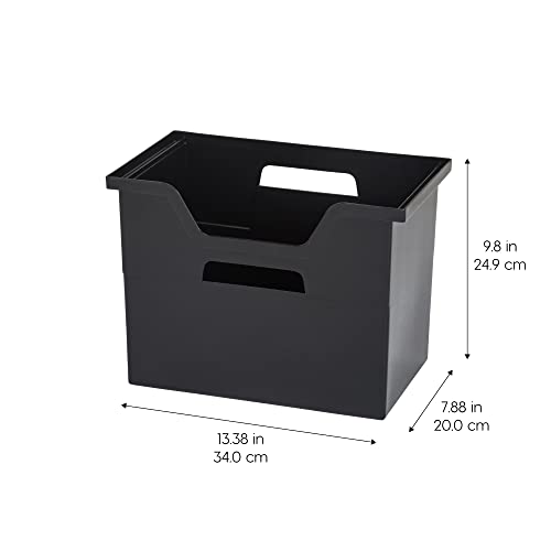 IRIS USA Large Portable Desktop File Box with Open Lid, 4 Pack, Side Handles, Hanging File Folders, Tabs & Inserts, Letter Size, Magazines, Newspapers, Mail, Books, Notebooks, Black - style: Black L - 4 Pack