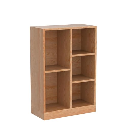 IOTXY Open Shelf Low Bookcase - Wooden 3-Tier Floor Standing Display Cabinet Organizer with Base, 5 Cubes Short Horizontal Bookshelf in Pear Yellow - color: Pear Yellow, size: 50CM Base