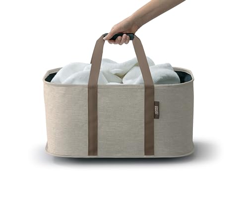 Joseph Joseph Hold-All, Collapsible 35L/9.25 Gallon Washing Laundry Basket Bag, Durable Fabric, Moisture Resistant - Ecru - color: Ecru, size: 35L
