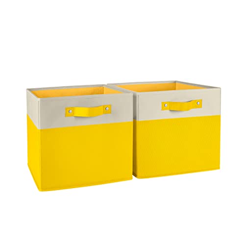 RiverRidge Kids storage bins - 10.5 Cube Storage Organizer with Handles – Yellow Two-Tone closet organizers and storage for Toys, Shoes & More - Fits RiverRidge Cabinets - color: Yellow