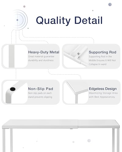 Nxconsu Cabinet Shelf Expandable Organizer Riser Rack for Kitchen Pantry Cupboard Under Sink Countertop Home Organization Extra Storage Space Saver Heavy Duty Metal Edgeless Design White Extra Large - color: White, size: 11.8’’D * 14.56-24.6’’W * 8.46’’H