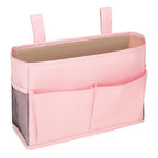 Bedside Storage Organizer Bag Phone Book Magazine Holder Pockets Hanging Storage Bag Sofa Side Pouch Bag(Yellow) - color: Yellow