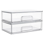 Vtopmart 12.1''W Clear Stackable Storage Drawers,2 Pack Acrylic Plastic Organizers Bins for Makeup Palettes, Cosmetics, and Beauty Supplies,Ideal for Vanity, Bathroom,Cabinet,Desk Organization - style: 2pack Wide