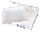 Best Kept Super Satchel Double Deep with Lift-Out Tray and Removable Dividers, Stackable Home Storage Organization Container, Clear with Sliver Latches and Handle - style: Lift-Out Tray & 8 Lower Removable Dividers