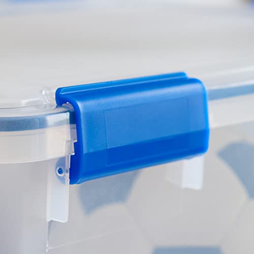IRIS USA WeatherPro 74 Qt Storage Bins with Lids, 3 Pack, BPA-Free Plastic Gasket Box with Tight Latch and Seal, Stackable Nestable Tote Tub - Clear/Blue - size: 74 Qt. - 3 Pack