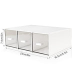 Desk Drawer Organizer, Stackable Storage Drawers, Plastic Compact Desk Storage Box Great for Office School Home Small Space - Large 3 Drawers (White) - size: 9*6.5*3inch - 3 Compartment