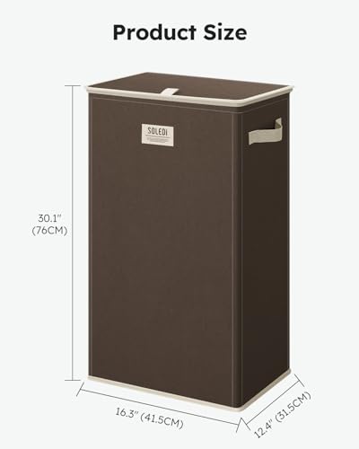 SOLEDI Laundry Hamper with Lid 100L Large & Tall Collapsible Laundry Basket, Clothes Hamper with Bag Removable Easy to Carry, Dirty Hampers for Bedroom, Bathroom, Dorm, College, Chocolate - color: Chocolate, size: 100L