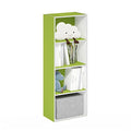 Furinno Luder Bookcase / Book / Storage, 4-Tier, Green/White - color: White/Green, size: 4-Tier, 9.3 x 15.6 x 41.7