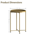 Garden 4 you Small Side Table, Gold Mini Round End Table, Tray Table with Metal Frame, Modern Nightstand for Living Room, Bedroom, Patio, Small Space, 1PCS - color: Gold, size: 1 PCS