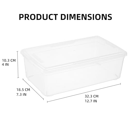 novelinks 12 Pack 6QT Plastic Storage Bins with Lids, Stackable Clear Containers with Latches, Durable Nestable Boxes for Office, Home, Garage, Shoes Organization - size: 6 Qt - 12 Pack