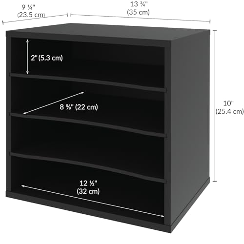 Ballucci 4-Tier Paper Organizer for Desk, Stackable Tray, Desk Storage Organizer Shelves, Stacking Letter Paper Tray Sorter for Classroom Office, Black - color: Black, size: 4 Tier Standard
