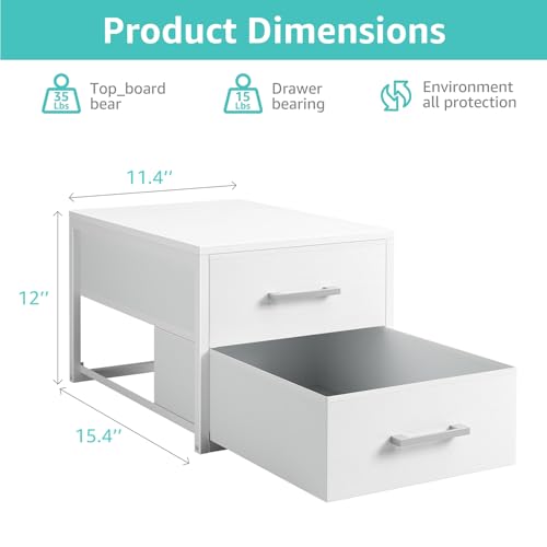 BOLUO Stackable Storage Drawers Closet Organizers and Storage Fabric White 2 Drawer Dresser for Bedroom Modern - color: White, size: Deep(15.4"D x 11.4"W x 12"H)
