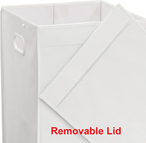 Simple Houseware Foldable Laundry Hamper Basket with Lid, White - color: White