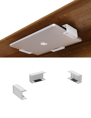 Under Desk Laptop Holder MacBook Drawer Mount for Keyboard & Small Devices Also Fit for Cable Box Wall Mount Tray Organizer Like Routers, Modems, Network Switch and (White) - color: White