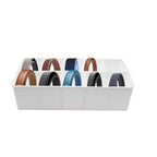 Plastic Belt Organizer, 10 Compartments Drawer Storage, Ties Holder Box with Removable Dividers, Organizers for Socks Bow Ties, for Closet and Drawer