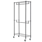 Amazon Basics Adjustable Double Rod Rolling Garment Rack, Hanging Clothes Closet Organizer with Wheels, Heavy Duty, 36" x 14" x 72", Black - color: Black