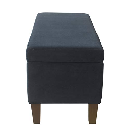 HomePop Large Upholstered Rectangular Storage Ottoman Bench with Hinged Lid, Navy - color: Navy