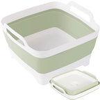 Collapsible Dish Tub 9L-Collapsible Basin Bucket Portable Sink-Outdoor Multiuse Foldable Sink Tub Wash Dish Basin for Kitchen Basin RV Camping (Green) - color: Green